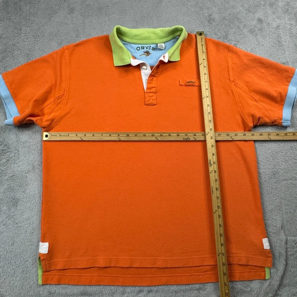 Orvis Mens XL Orange Pique Polo Shirt‎ Short Sleeve Contrast Collar EUC! Clean!
